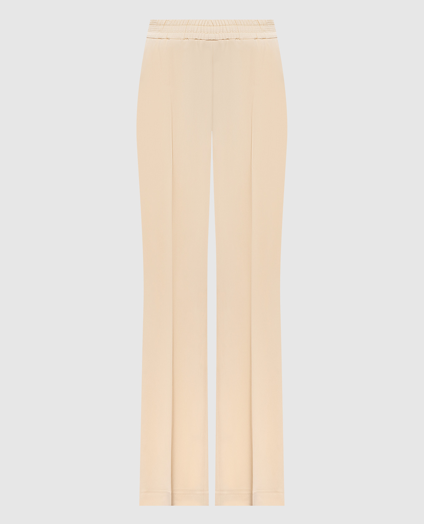 

Бежевые брюки клеш с логотипом, Бежевый, Брюки клеш