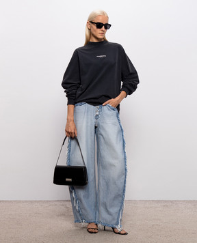 Alexander Wang Черный лонгслив с фактурным логотипом UCC3261908w