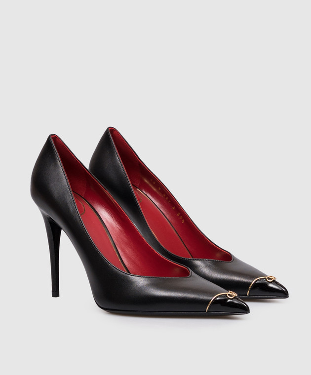Valentino Чорні шкіряні туфлі з логотипом VLogo 9W2S0QD7YEA зображення 2