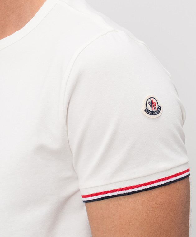 Moncler Белая футболка с контрастным окантованием L10918C7160087296 изображение 5