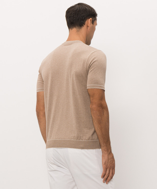 Bertolo Cashmere Бежевая футболка из хлопка 902204002056 изображение 4