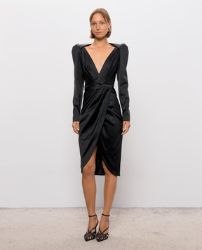Balmain Черное платье с акцентными плечами DR0000000140