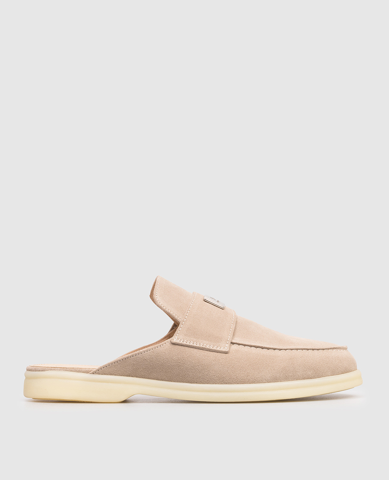 Бежевые замшевые мюли