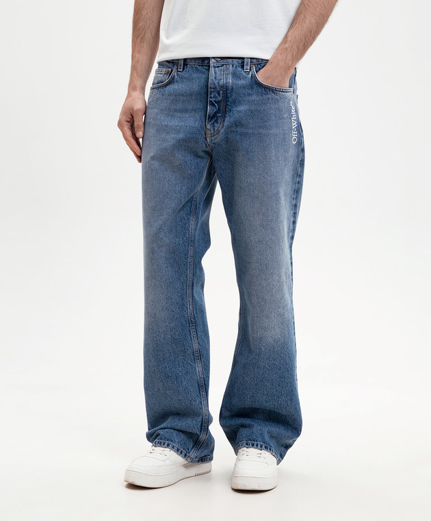 Off-White Синие джинсы с эмблемой Half Arrow 44XYA18JS26D002 изображение 3