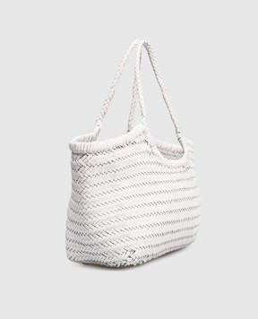 Dragon Белая кожаная плетеная сумка-тоут Nantucket DGS68822