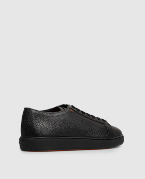 Santoni Черные кожаные кеды MBCD21532NEARAYD