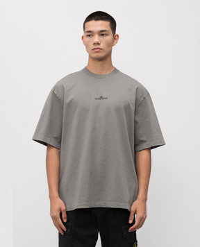 Stone Island Сіра футболка з вишивкою логотипа K2S152100021S0233