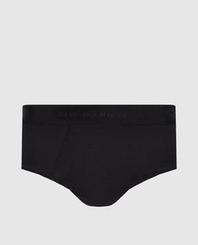 Stefano Ricci Чорні труси-сліпи з візерунком логотипа SLM2COTTON