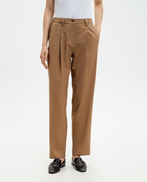 Marco Pescarolo Коричневые брюки из шерсти и шелка ZEZAD5314