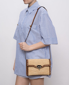Valentino Бежевая сумка кросс-боди Rockstud из рафии 8W2B0R43UEN