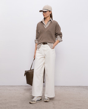 Brunello Cucinelli Бежевая рубашка в полоску MH749MX706