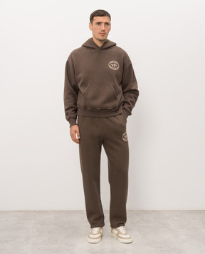Sporty & Rich Коричневий утеплений спортивний костюм з принтом логотипа ST11083244BR03PA08783m