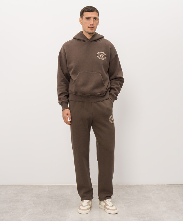 Sporty & Rich Коричневий утеплений спортивний костюм з принтом логотипа ST11083244BR03PA08783m зображення 3