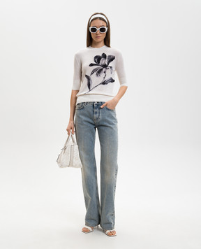 Ermanno Scervino Білий топ з кашеміру з квітковим принтом D485L360STFWI