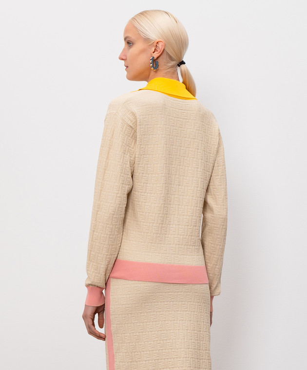 Fendi Бежевый джемпер с шелком в узор FZXE95AW4S изображение 4