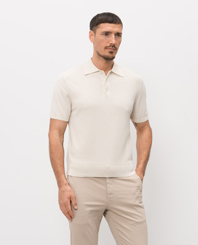 Canali Бежеве поло з бавовни у візерунок MK02466C0127