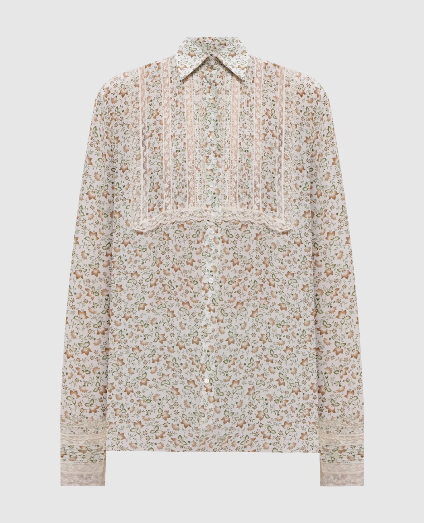 Белая блузка из шелка в цветочный принт