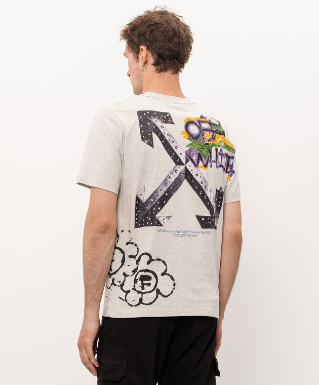 Off-White Серая меланжевая футболка Metal Flowers 44MAA16MF26J009 изображение 4