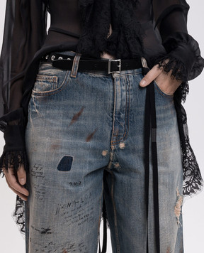 Ann Demeulemeester Чорний шкіряний ремінь Rica B0014701LT128