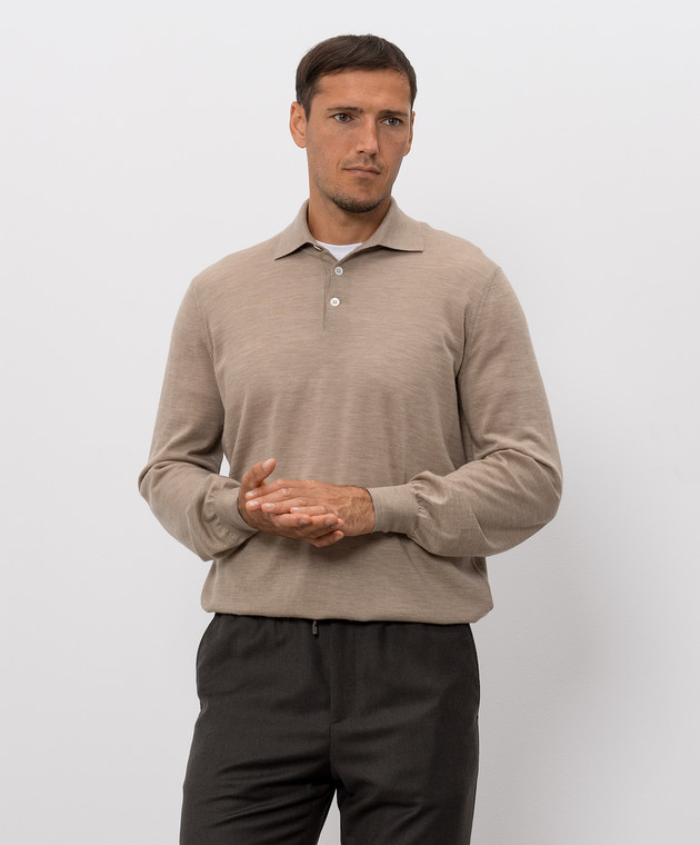 Brunello Cucinelli Бежевое поло из шерсти и кашемира M2400295 изображение 3