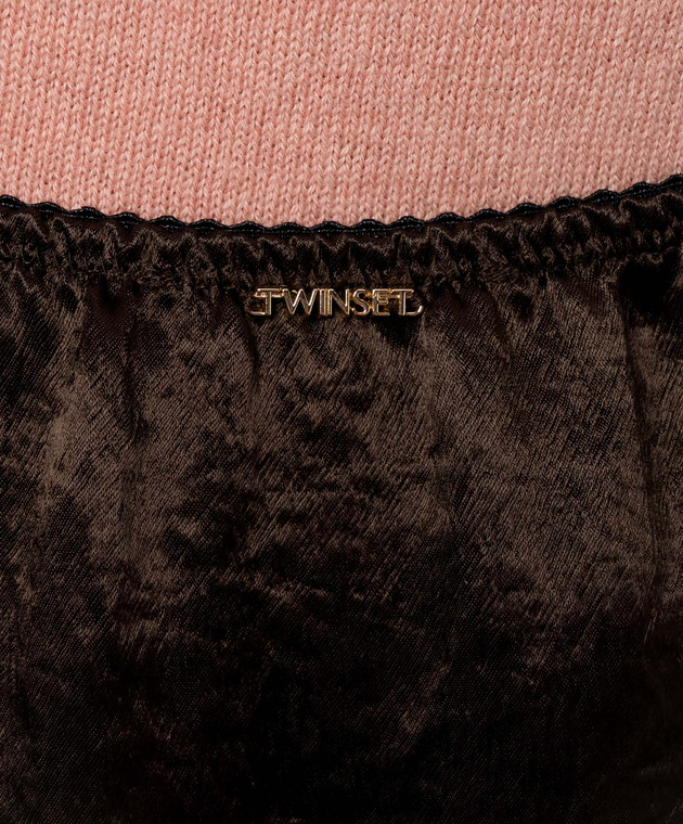 Twinset Коричнева спідниця з ефектом жатки 262TP2111 зображення 5