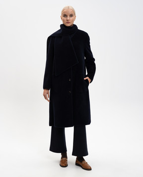 Loro Piana Голубое пальто с шерсти и шелка Gladwin Blouson FAO6695