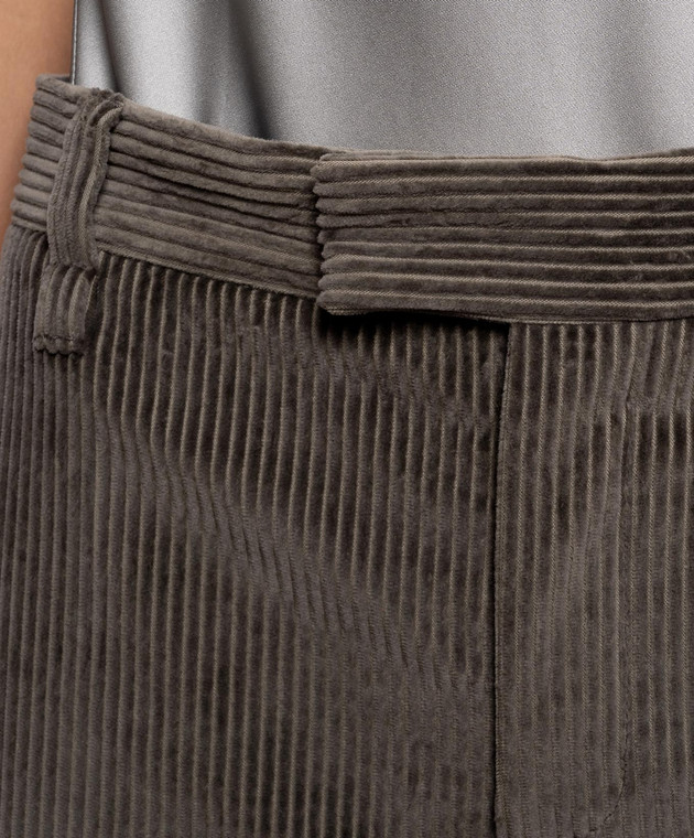 Brunello Cucinelli Зеленые вельветовые брюки с цепочкой мониль MA180P8492 изображение 5