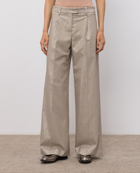 Brunello Cucinelli Бежевые брюки с шерстью MP517P8884