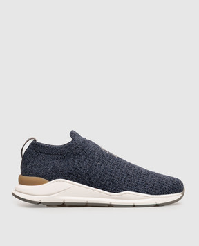 Brunello Cucinelli Детские синие кроссовки из шерсти BWOOL1F170