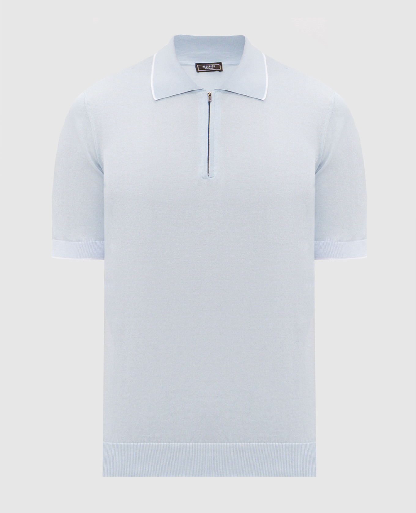 Голубое поло с молнией