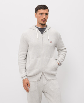 Brunello Cucinelli Сіра спортивна куртка з вишивкою емблеми M29200416G