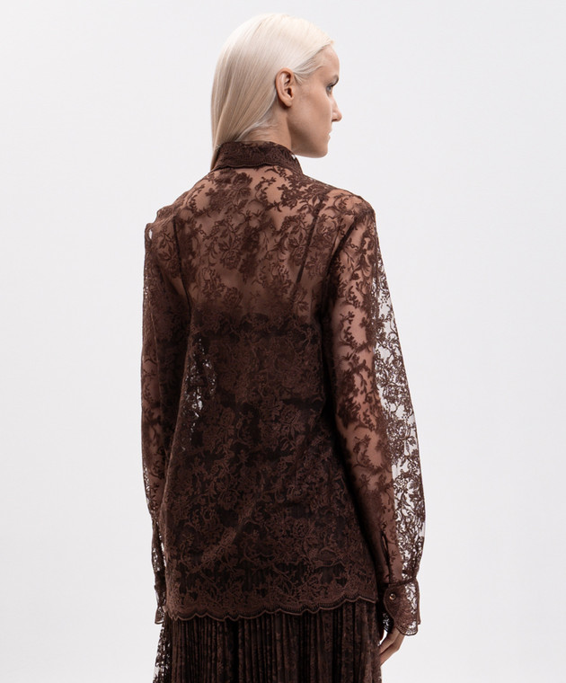 Ermanno Scervino Коричневая блуза с вышивкой D492K393CSAPEYF изображение 4