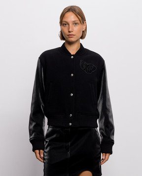 Off-White Черный бомбер с шерстью 2FG00403T