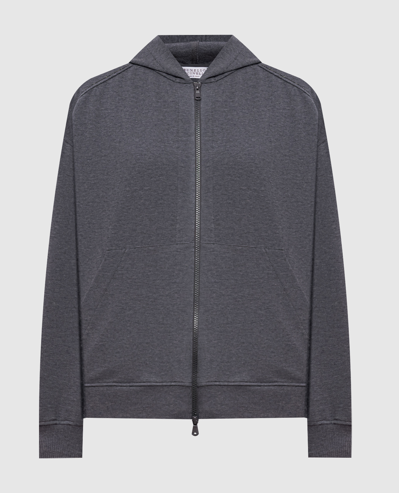 Серая спортивная куртка с цепочкой мониль