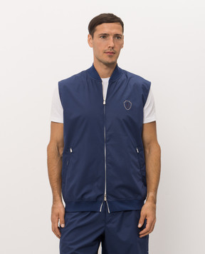 Brunello Cucinelli Синій жилет з принтом емблеми MB4229083T