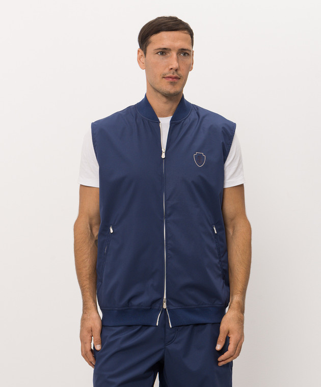 Brunello Cucinelli Синій жилет з принтом емблеми MB4229083T зображення 3