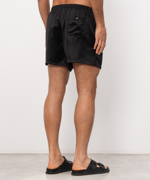 Dolce&Gabbana Черные трусы-боксеры из шелка с нашивкой логотипа M3A12TON0EC изображение 3