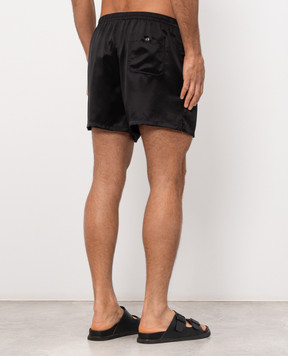 Dolce&Gabbana Чорні труси-боксери із шовку з нашивкою логотипа M3A12TON0EC