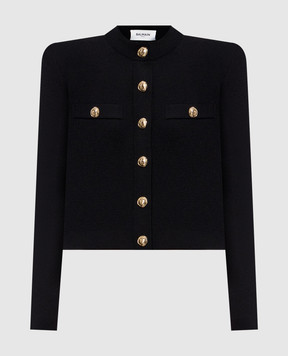 Balmain Черный кардиган с акцентными плечами JA0000000054