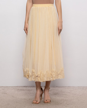 Ermanno Scervino Бежева спідниця міді з мереживом D482O756FDUJP