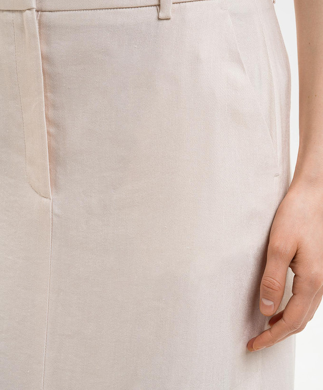 Peserico Бежева спідниця міді з льоном P05143Z01921 зображення 5