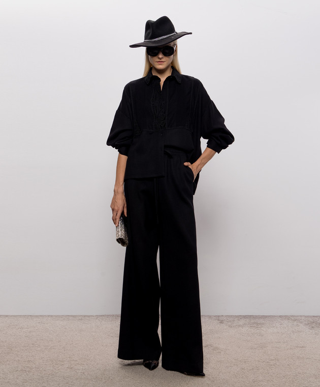 Ermanno Scervino Черная рубашка из шерсти с кружевом D492K301RXQQ изображение 2