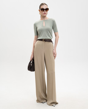 Max Mara Брюки цвета хаки PALANCA из шелка MXEPALANCA