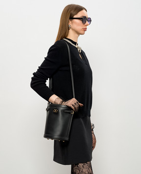 Valentino Чорна шкіряна сумка бакет-бег VLogo 8W2B0S97YYQ