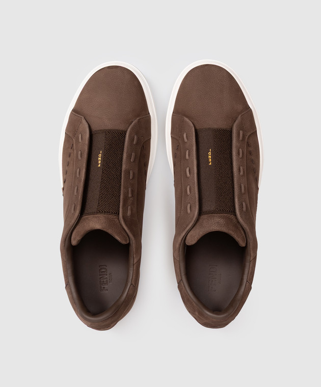 Fendi Коричневые кроссовки City с нубуком 7E1937AY1X изображение 4