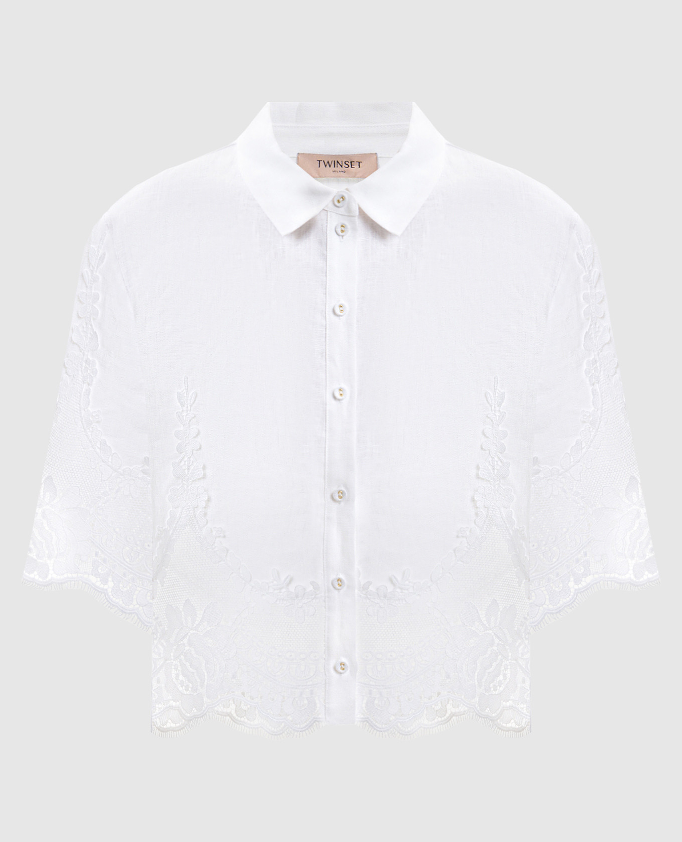 Белая блуза из льна с кружевом