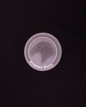 Stefano Ricci Детская черная футболка с нашивкой логотипа YNH6101490803