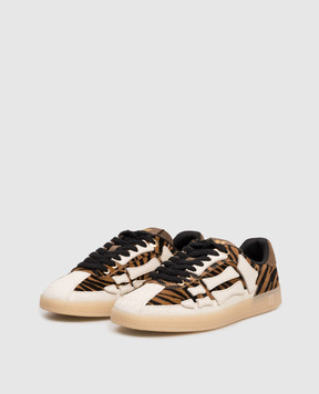 AMIRI Коричневі кросівки Zebra pacific bones в анімалістичний принт AWSNSN1026