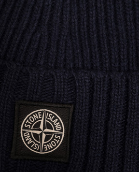 Stone Island Детская синяя шапка с шерстью и кашемиром L2S16N100003S00M3