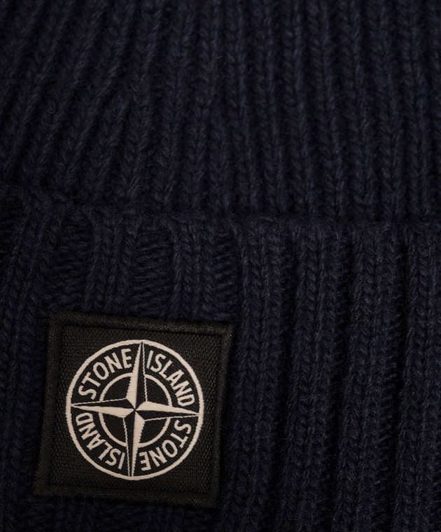 Stone Island Детская синяя шапка с шерстью и кашемиром L2S16N100003S00M3 изображение 3